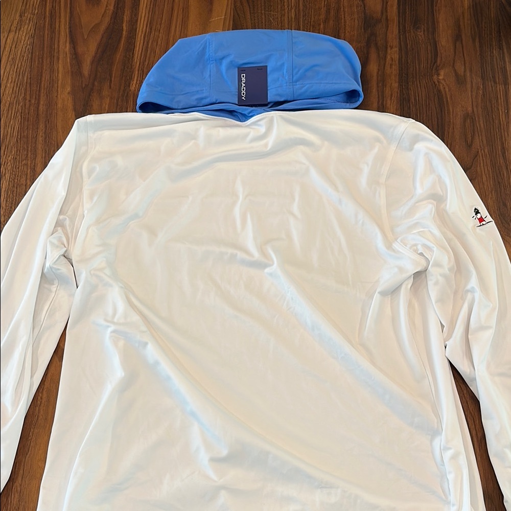 White and Blue Long Sleeve Hoodie - Sankaty Head Golf Club branded